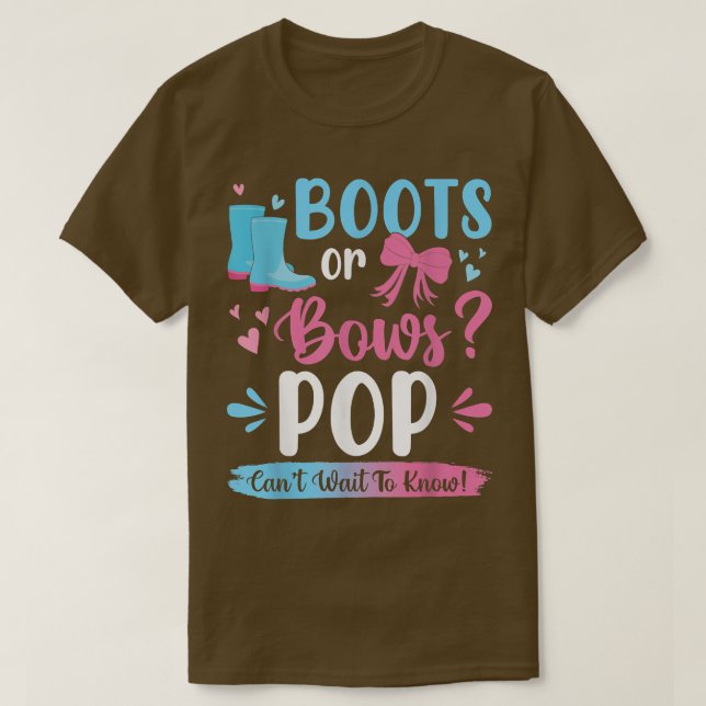 Gender reveal boots or bows Pop matching baby part T Shirt (Design framsida)