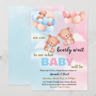 Gender Reveal Boy eller Girl Rosa eller Blue Party Inbjudningar
