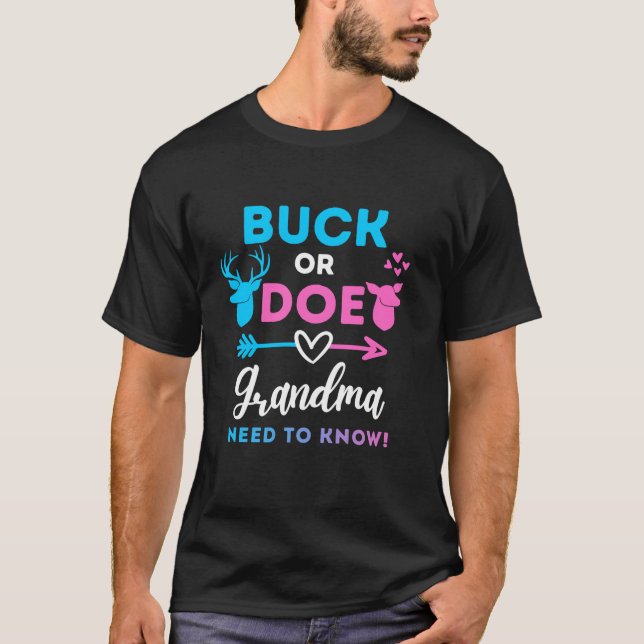 Gender Reveal Buck eller Doe Grandma Matching Baby T Shirt (Framsida)