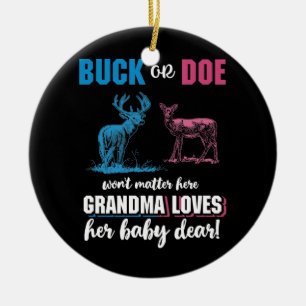 Gender Reveal Buck eller Doe Party Grandma Julgransprydnad Keramik
