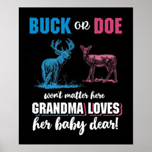 Gender Reveal Buck eller Doe Party Grandma Poster