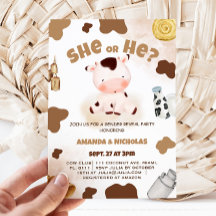 Gender Reveal Cute Cow Boho Rustic