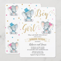 Gender Reveal Elephant Pojke eller Flicka Guld