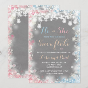 Gender Reveal En liten snöflake är på väg Inbjudningar