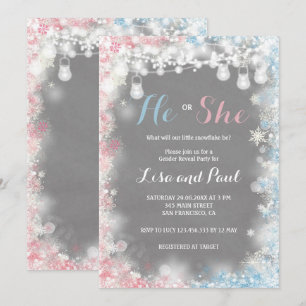 Gender Reveal En liten snöflake är på väg Inbjudningar