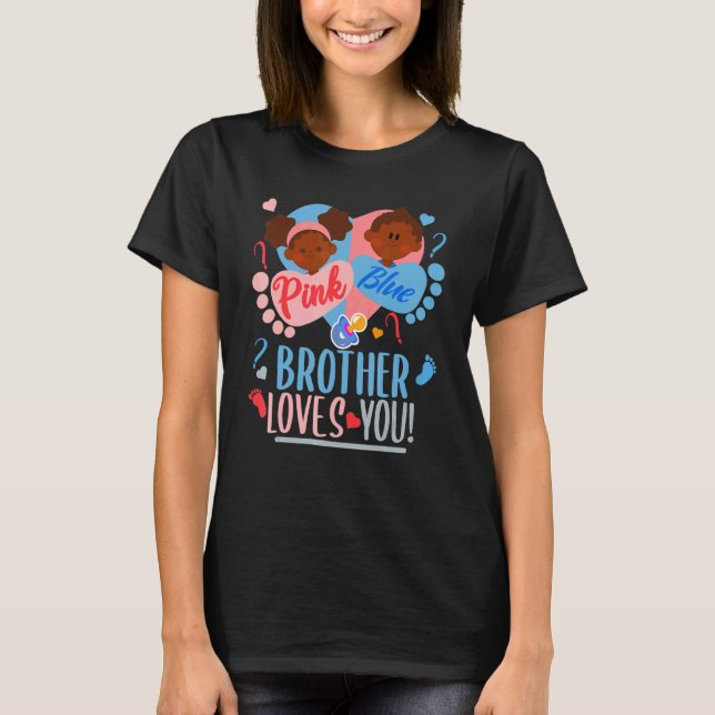 Gender Reveal Ethnic Pink or blue BROTHER Loves Yo T Shirt (Framsida)