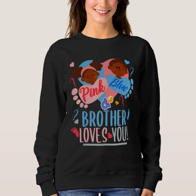 Gender Reveal Ethnic Pink or blue BROTHER Loves Yo T Shirt (Framsida)