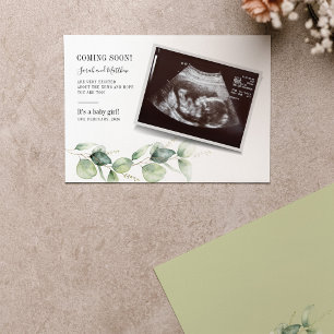 Gender Reveal Eucalyptus Botanical Baby Scan Meddelande