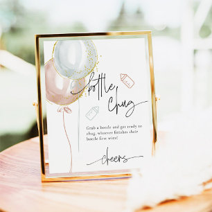 Gender Reveal Flaska Chug Beer Baby Shower Game Poster