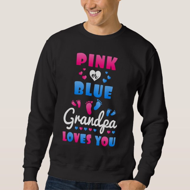 Gender Reveal för Grandpa Grandparent Kärlek Y Lång Ärmad Tröja (Framsida)