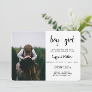Gender Reveal Fotominimala chaufförer för spädbar Inbjudningar