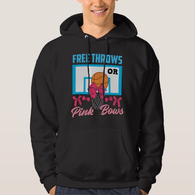 Gender Reveal Free Throws or Pink Bows Basketball Hoodie (Framsida)
