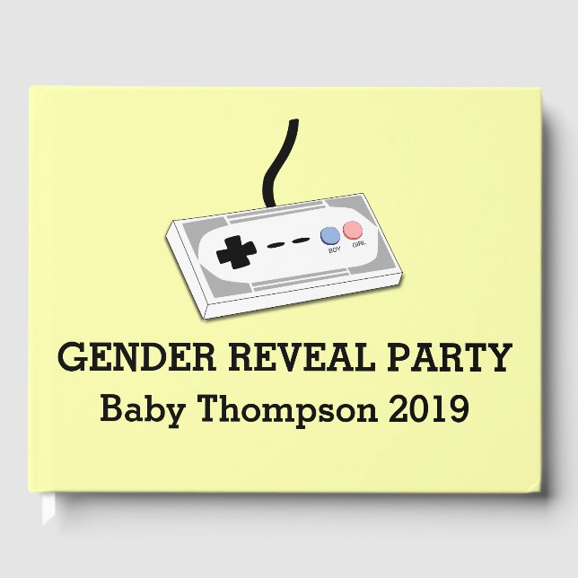 Gender Reveal Gamer Controller Boy Girl Gästböcker (Framsida)