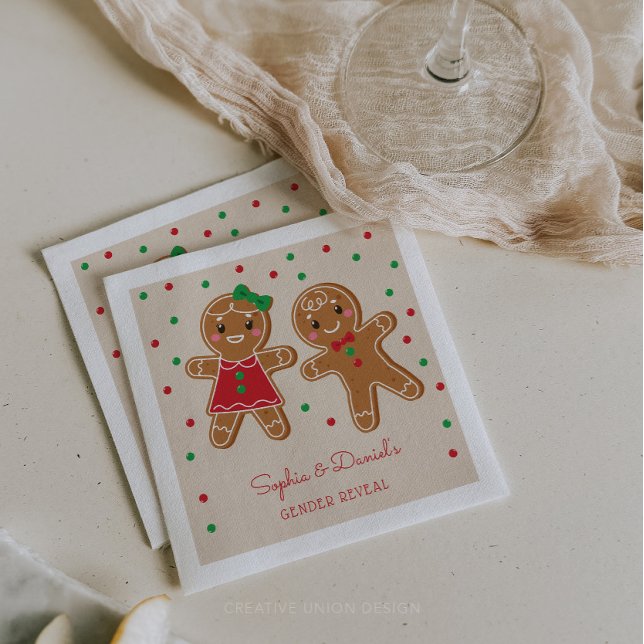 Gender Reveal Gingertea Cocktail Napkin Pappersservett (Skapare uppladdad)