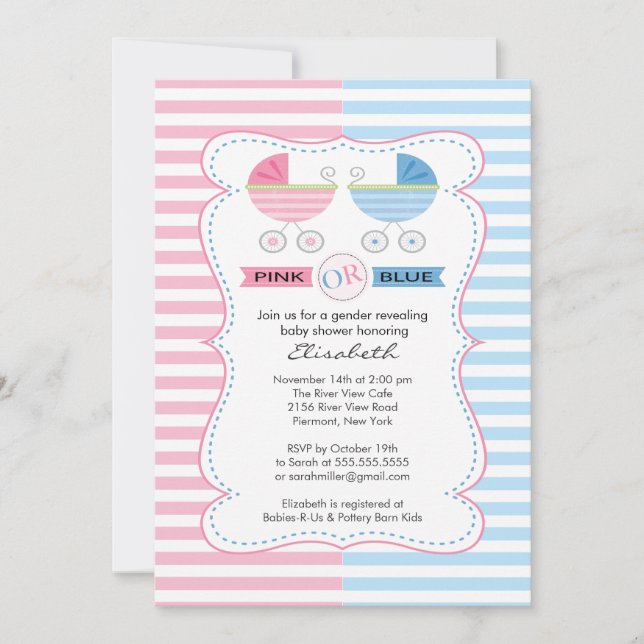 Gender Reveal Girl eller Boy Baby Shower Inbjudningar (Framsida)
