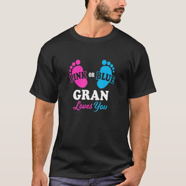 Gender Reveal Gran Baby Shower Grandma T Shirt (Framsida)