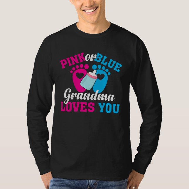 Gender Reveal Grandma  Grandma Party Shower T Shirt (Framsida)