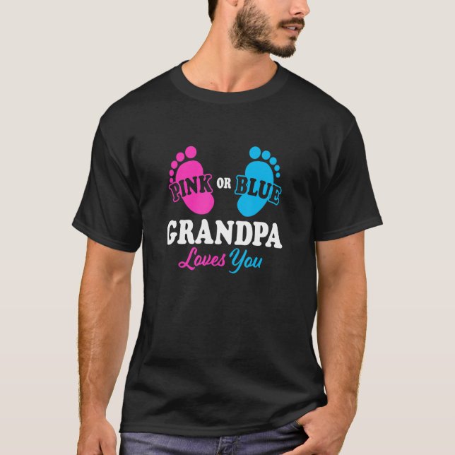 Gender Reveal Grandpa Baby Shower Granddad T Shirt (Framsida)