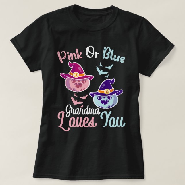Gender Reveal Halloween Theme Grandma-Pumpki T Shirt (Design framsida)
