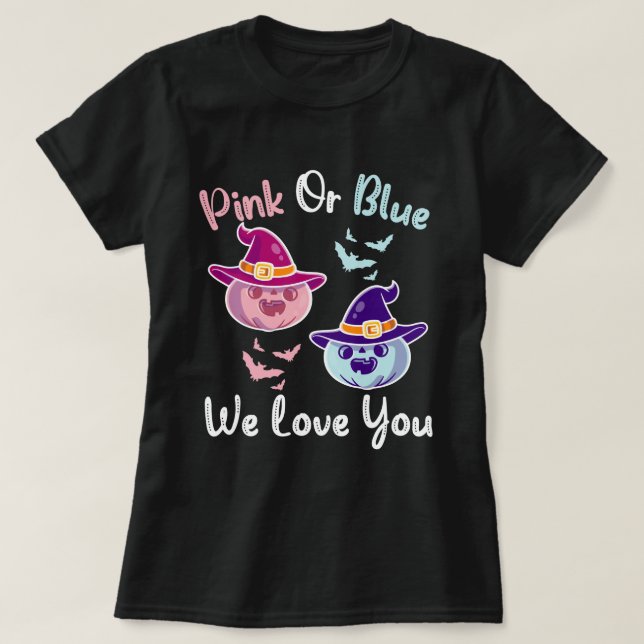 Gender Reveal Halloween Theme - Pumpkin  T Shirt (Design framsida)