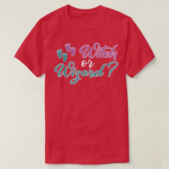 Gender Reveal Halloween Witch eller Wizard T-Shirt (Design framsida)
