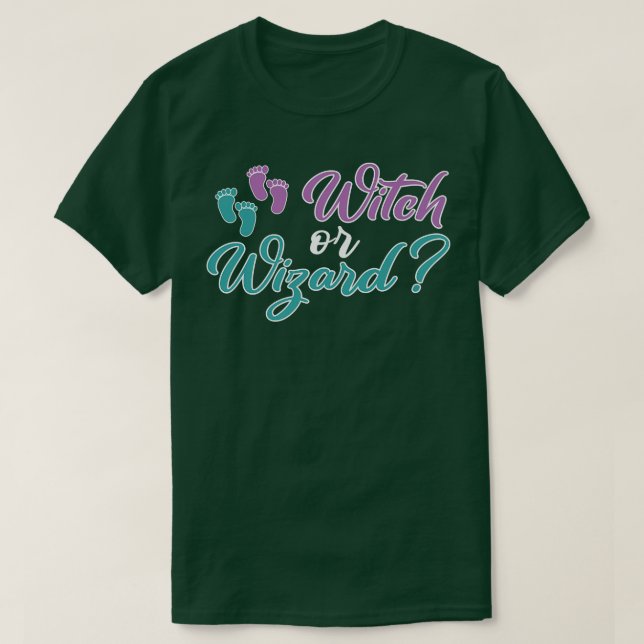 Gender Reveal Halloween Witch Or Wizard  T Shirt (Design framsida)