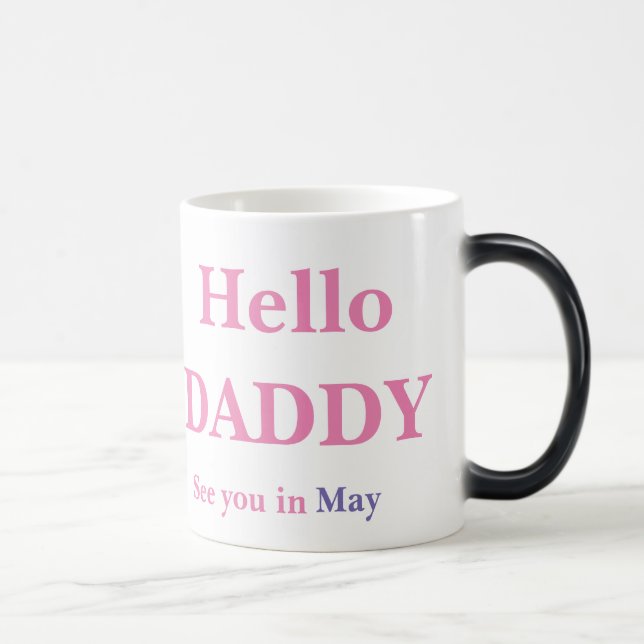 Gender Reveal Hej Pappa Gravid FULLT kaffe Magisk Mugg (Höger)