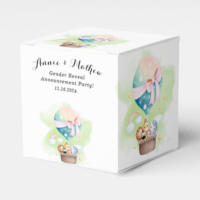 Gender Reveal i Sage Baby djur Safari Presentaskar (Framsidan Sidan)