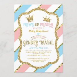 Gender Reveal Inbjudan, Prince, Princess, Faux Gul Inbjudningar