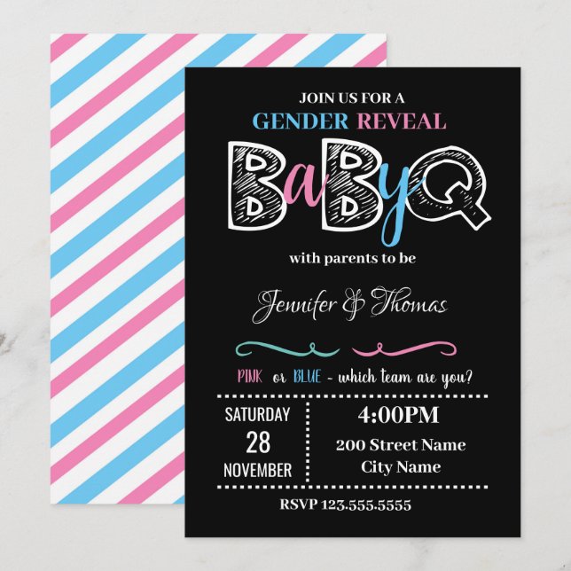 Gender Reveal Inbjudningar (Fram/baksida)