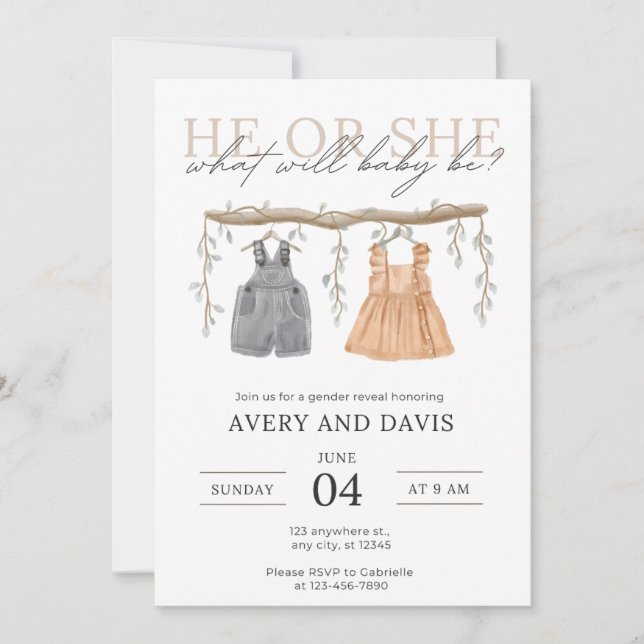 Gender Reveal Inbjudningar (Framsida)