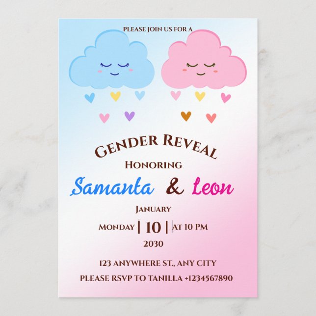 Gender Reveal Invitation Card Inbjudningar (Framsida)