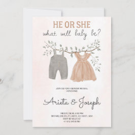 Gender Reveal Invitation card on marble surface  Inbjudningar