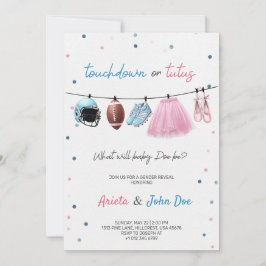 Gender Reveal Invitation card with a football,tutu Inbjudningar