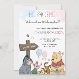 Gender reveal invitation card with joyful imagery  inbjudningar
