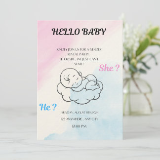 Gender reveal invitation  inbjudningar