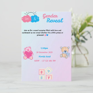 Gender reveal invitation  inbjudningar