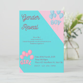 Gender reveal invitation  inbjudningar