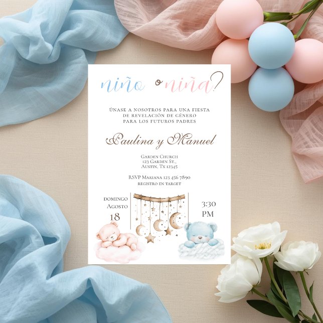 Gender Reveal Invitation Spanish Inbjudningar (Skapare uppladdad)