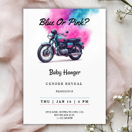 Gender reveal Invitation with a motorcycle  Inbjudningar