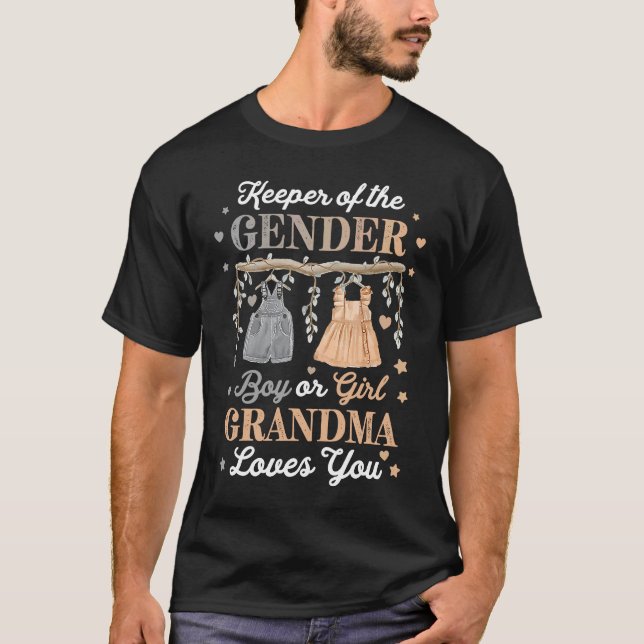 Gender Reveal Keeper of the Gender Baby Announceme T Shirt (Framsida)