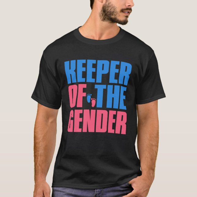 Gender Reveal Keeper of the Gender  Party Idea Aun T Shirt (Framsida)