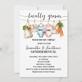 Gender Reveal Locally Grown Baby is coming Inbjudningar