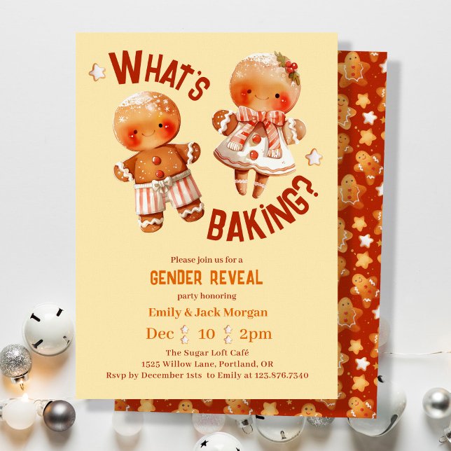 Gender Reveal med Baking Gingertea Inbjudningar (Skapare uppladdad)