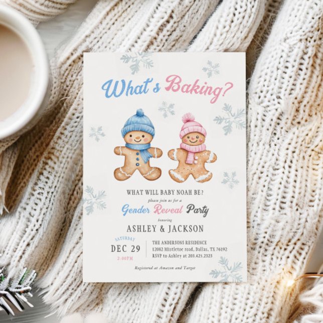 Gender Reveal med Baking Gingertea Party Inbjudningar (Skapare uppladdad)