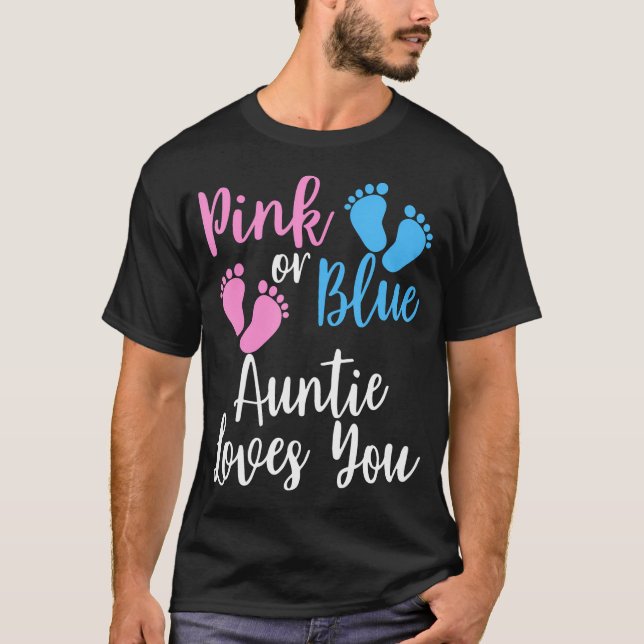 Gender Reveal Moster Shirt Rosa eller Blue Auntie  T Shirt (Framsida)