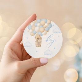 Gender Reveal Nalle Blue Boy Runt Klistermärke