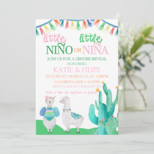 Gender Reveal Nina eller Nino Llama Fiesta Baby Julkort