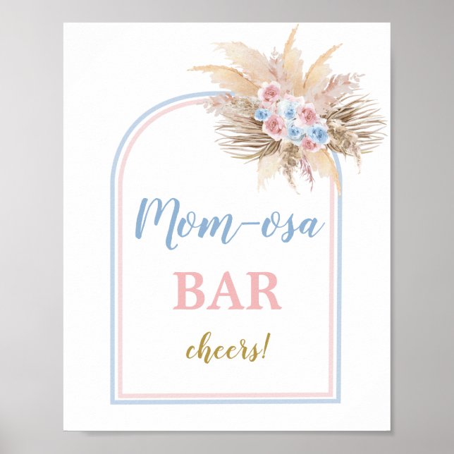Gender Reveal Pampas Grass Arch Momosa Pub-tecken Poster (Framsidan)