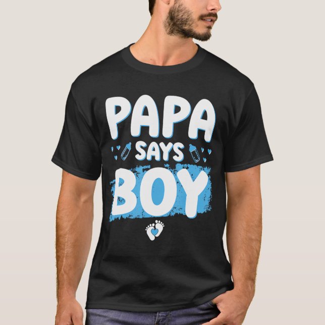 Gender Reveal Pappa säger Boy Baby Shower Party Ma T Shirt (Framsida)